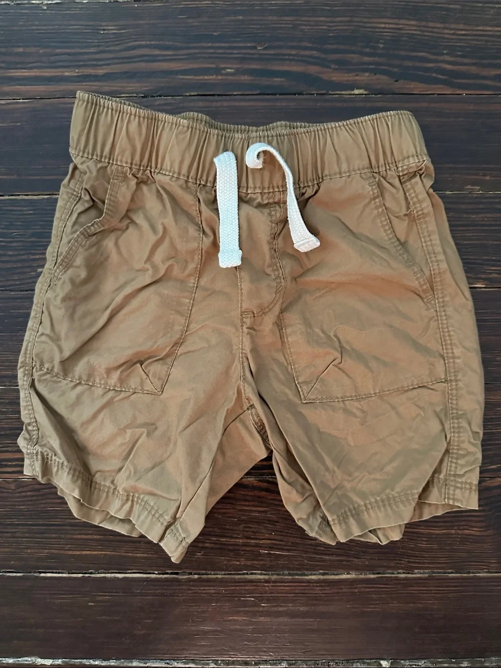 Old Navy Boys Tan Drawstring Cargo Shorts